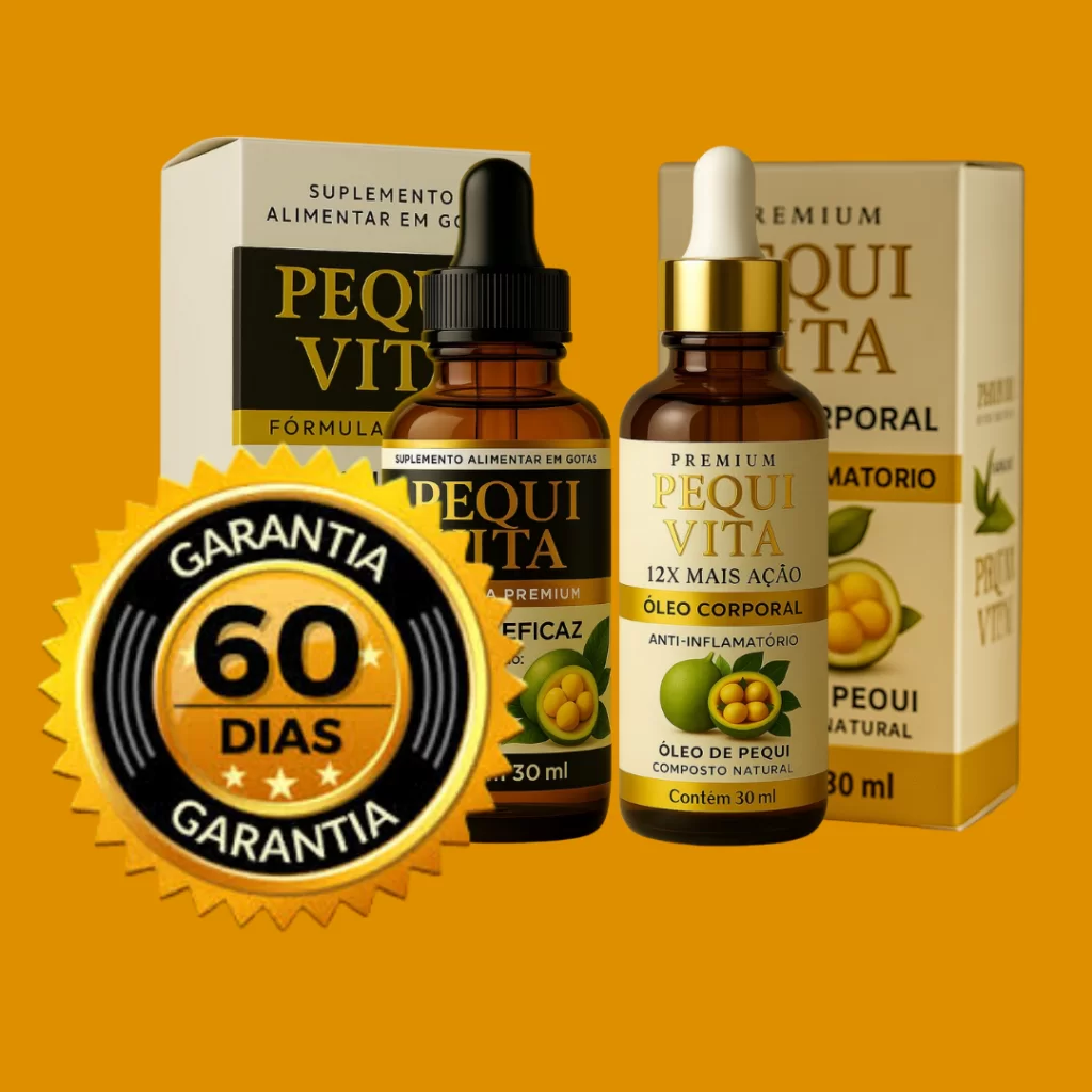 PequiVita suplemento sublingual e óleo corporal de pequi para saúde articular com selo do Ministério da Saúde